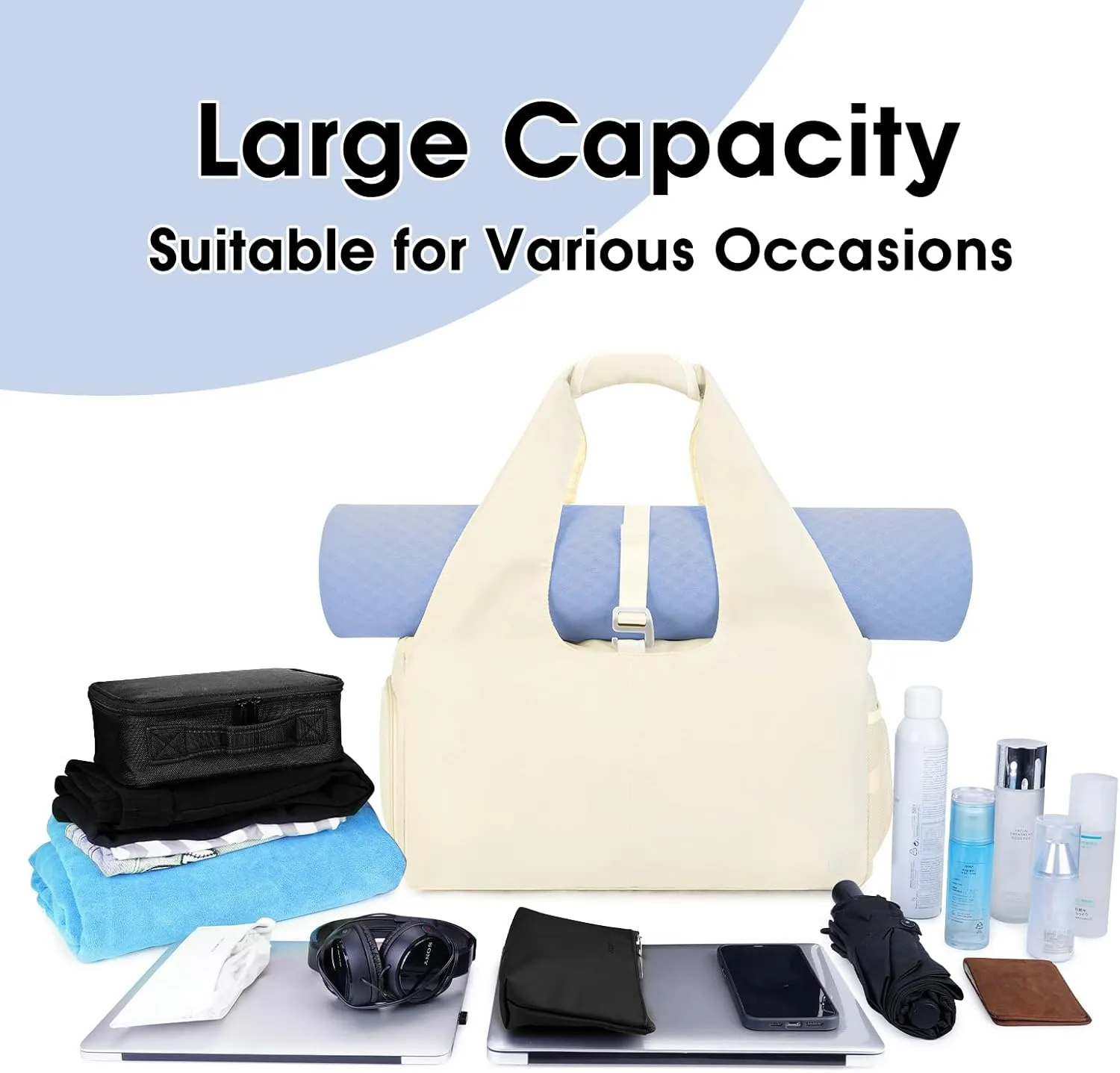 sportsnew Yoga Gym Bags for Women with Shoes Compartment & Wet Dry Storage Pockets & Adjustable Yoga Mat Holder, Patent Pending