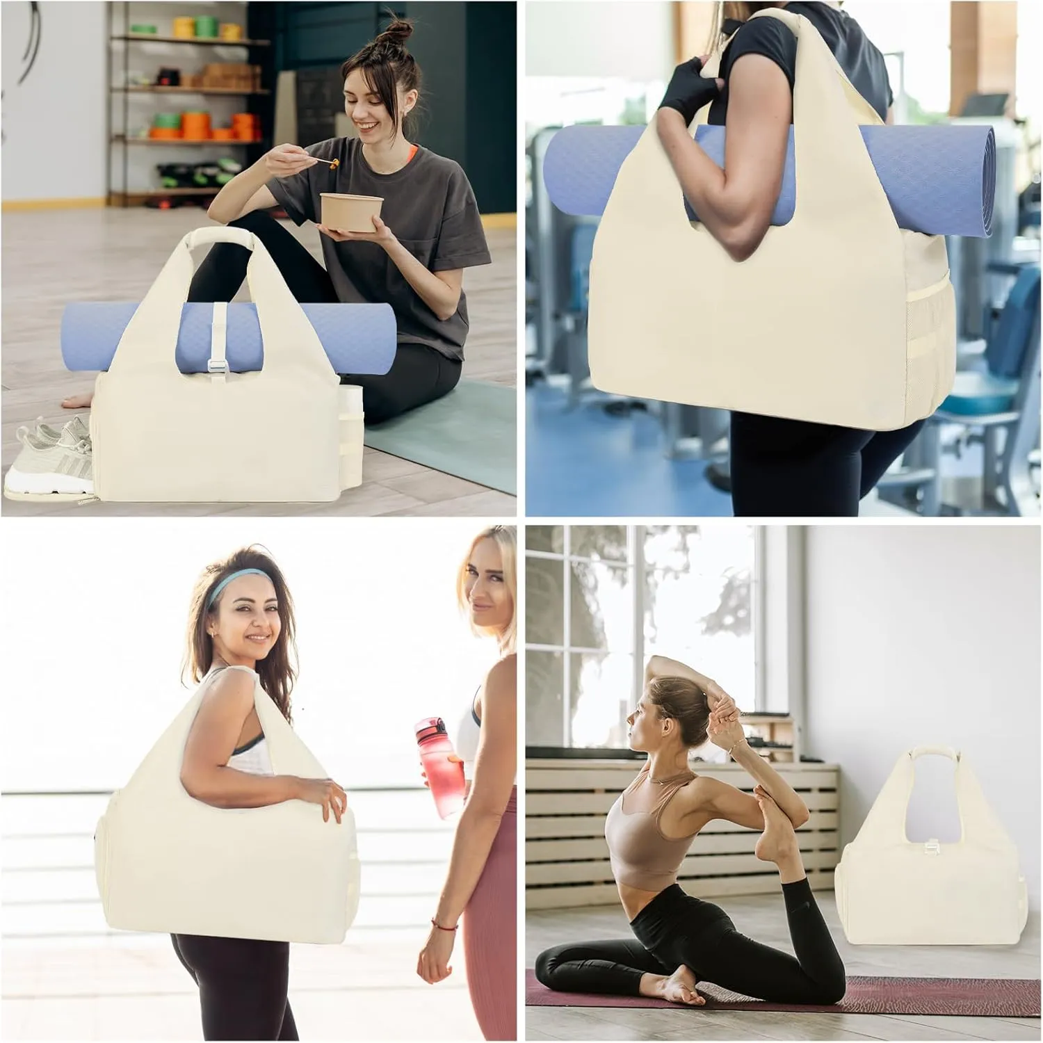 sportsnew Yoga Gym Bags for Women with Shoes Compartment & Wet Dry Storage Pockets & Adjustable Yoga Mat Holder, Patent Pending