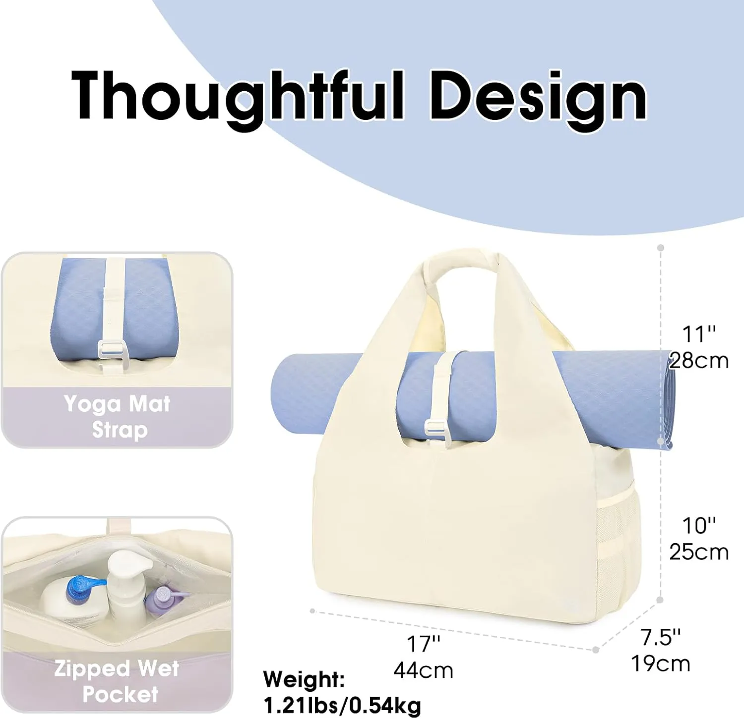 sportsnew Yoga Gym Bags for Women with Shoes Compartment & Wet Dry Storage Pockets & Adjustable Yoga Mat Holder, Patent Pending