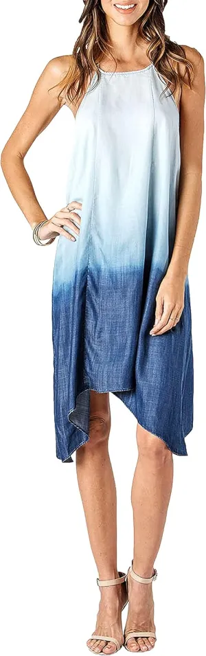 Standards & Practices Women's Plus Size Off The Shoulder Peasant Tencel Denim Dress Knee Length