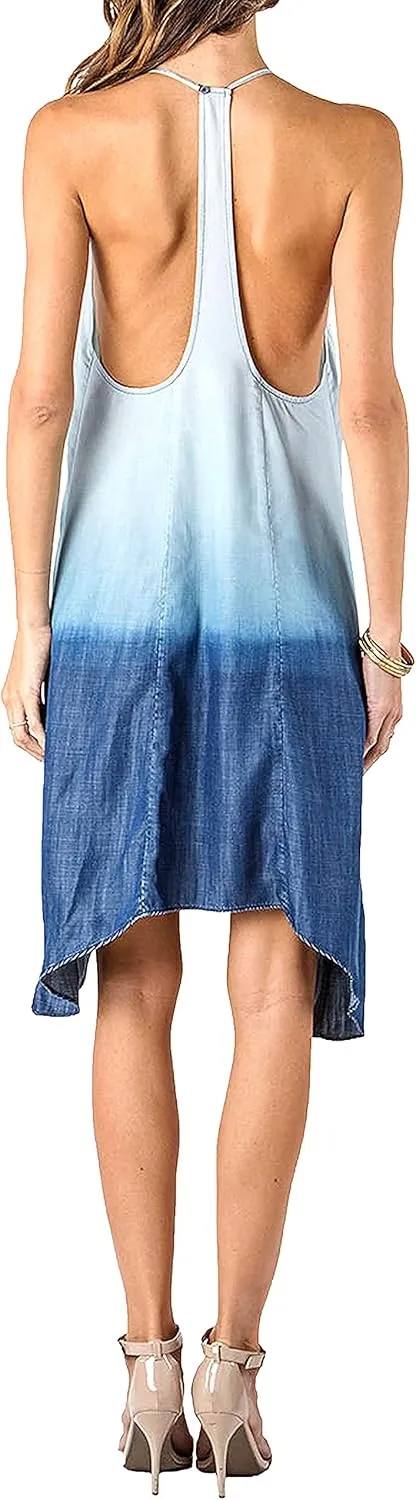 Standards & Practices Women's Plus Size Off The Shoulder Peasant Tencel Denim Dress Knee Length