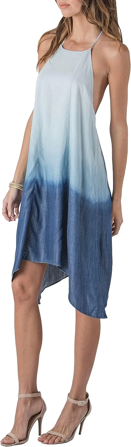 Standards & Practices Women's Plus Size Off The Shoulder Peasant Tencel Denim Dress Knee Length