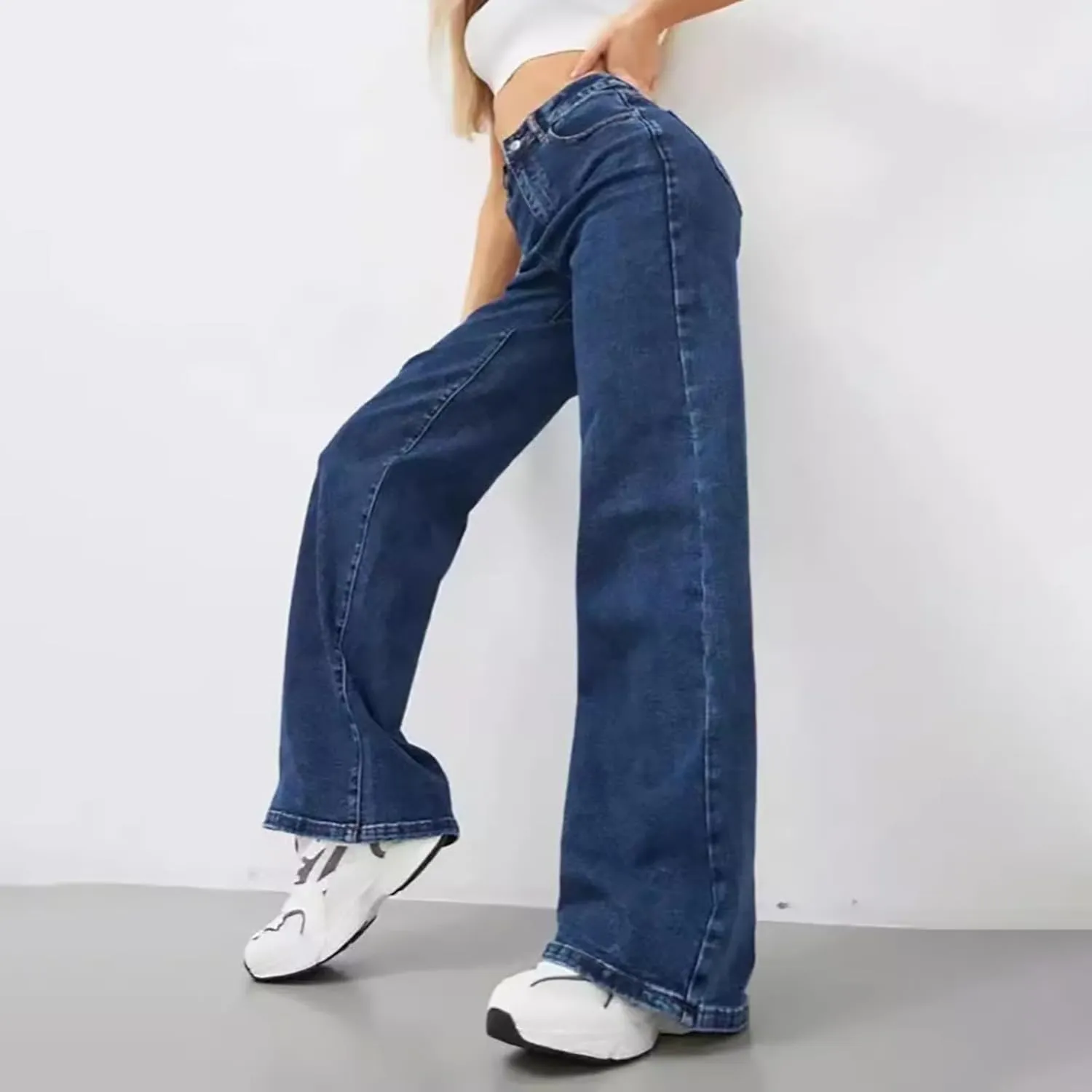 Straight Leg Jeans for Women,High Waisted Wide Leg Loose Microelastic Boyfriend Denim Pants Baggy Jeans Y2K
