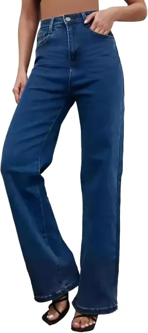 Straight Leg Jeans for Women,High Waisted Wide Leg Loose Microelastic Boyfriend Denim Pants Baggy Jeans Y2K