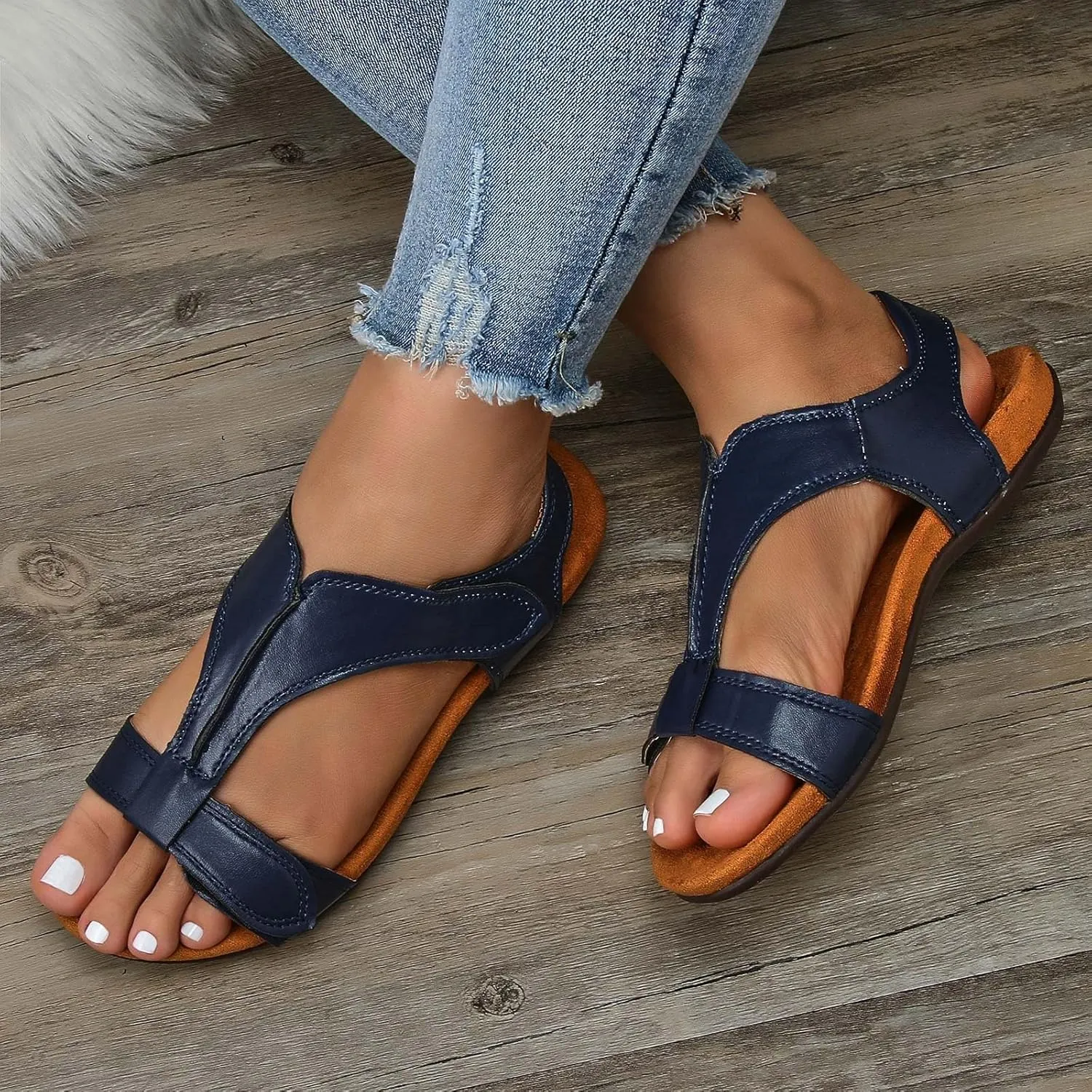 SuanlaTDS Platform Sandals for Women Orthopedic Arch Support Wedge Walking Shoes 2025 Comfortable Summer Dressy Casual Open Toe Adjustable Ankle Strap Outdoor Beach Thick Sole Sandal