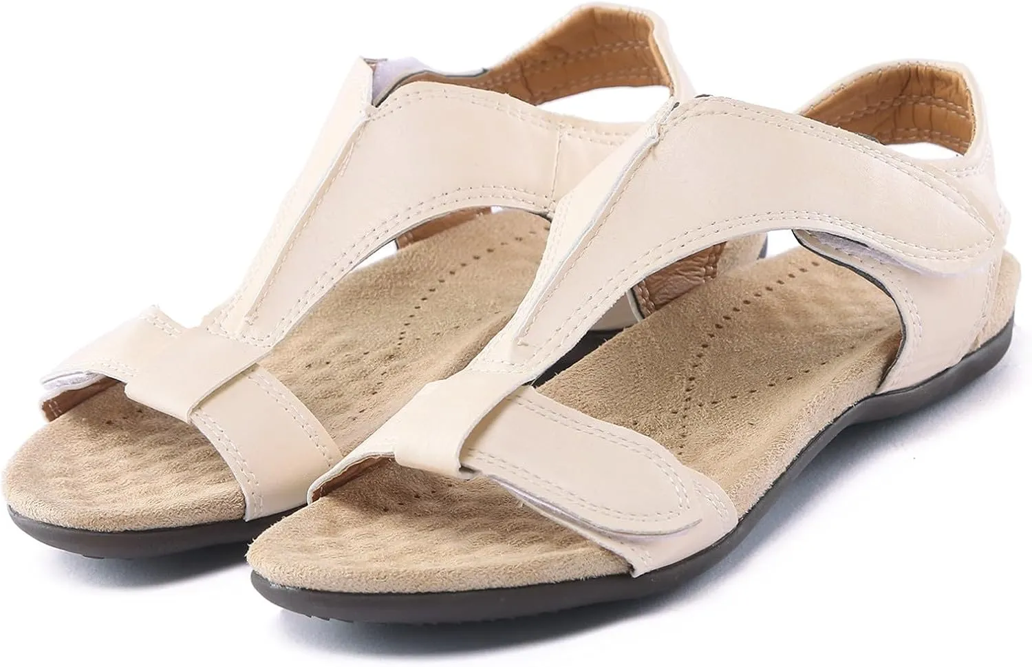 SuanlaTDS Platform Sandals for Women Orthopedic Arch Support Wedge Walking Shoes 2025 Comfortable Summer Dressy Casual Open Toe Adjustable Ankle Strap Outdoor Beach Thick Sole Sandal