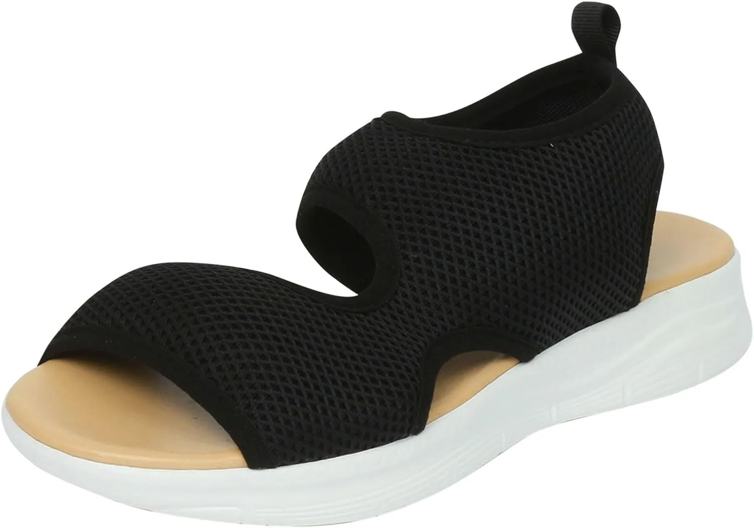 SuanlaTDS Walking Sandals for Women Comfortable Wedge Platform Open Toe Breathable Mesh Lightweight Casual Outdoor Summer Beach Flat Slingback Slip On Low Heels Orthopedic Sandals