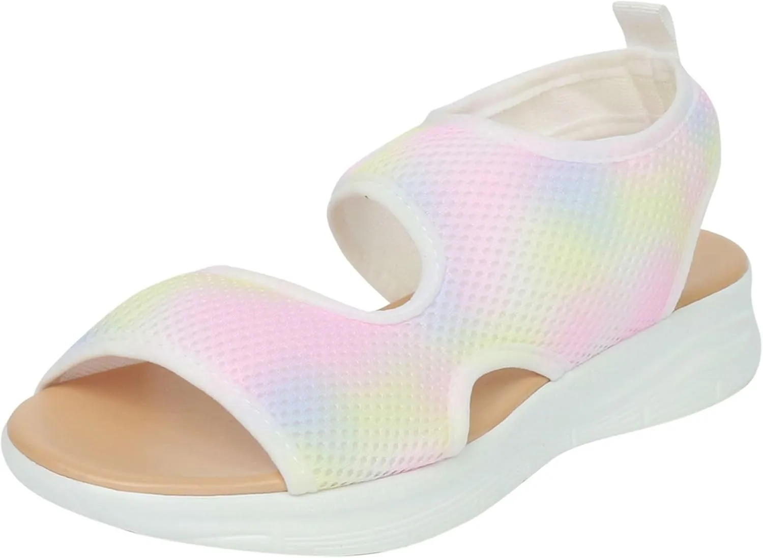 SuanlaTDS Walking Sandals for Women Comfortable Wedge Platform Open Toe Breathable Mesh Lightweight Casual Outdoor Summer Beach Flat Slingback Slip On Low Heels Orthopedic Sandals