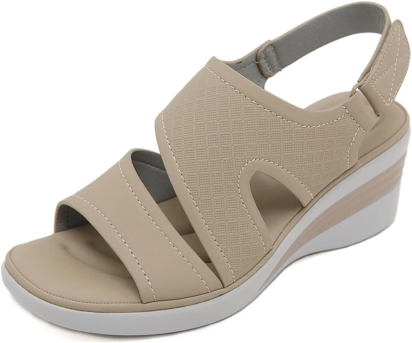 SuanlaTDS Women's Orthopedic Beach Sandals Wedge Platform 2025 Comfortable Arch Support Adjustable Ankle Strap Open Toe Outdoor Walking Shoes Summer Dressy High Heels Wedges Sandal