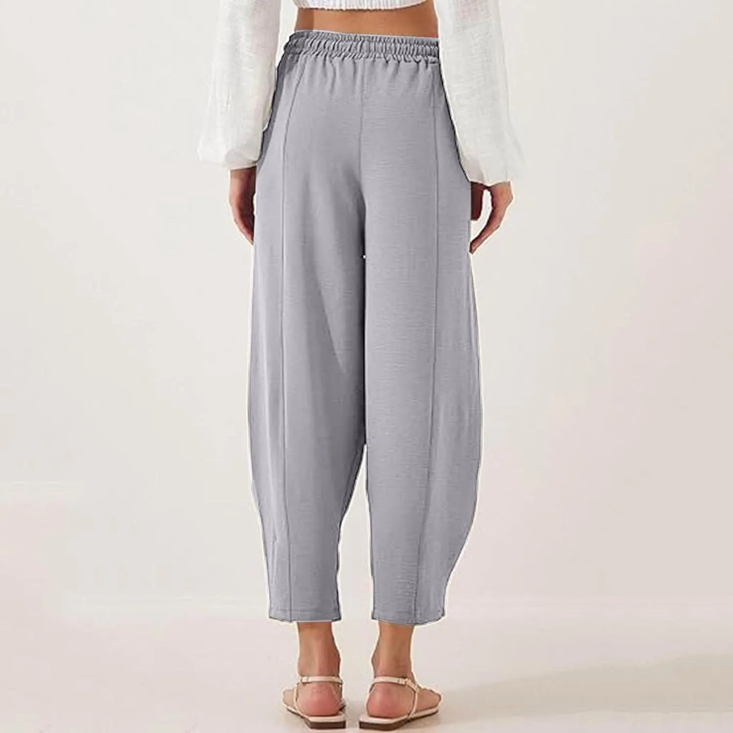 Summer Pants for Women 2024 High Waisted Pants Baggy Harem Pants Loose Casual Pants Comfy Trousers with Pockets