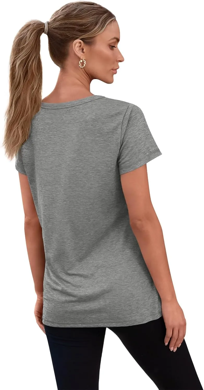 SUNBS 3 Pack Womens V Neck T Shirts Short Sleeve Tees Lightweight Summer Tops with Pocket