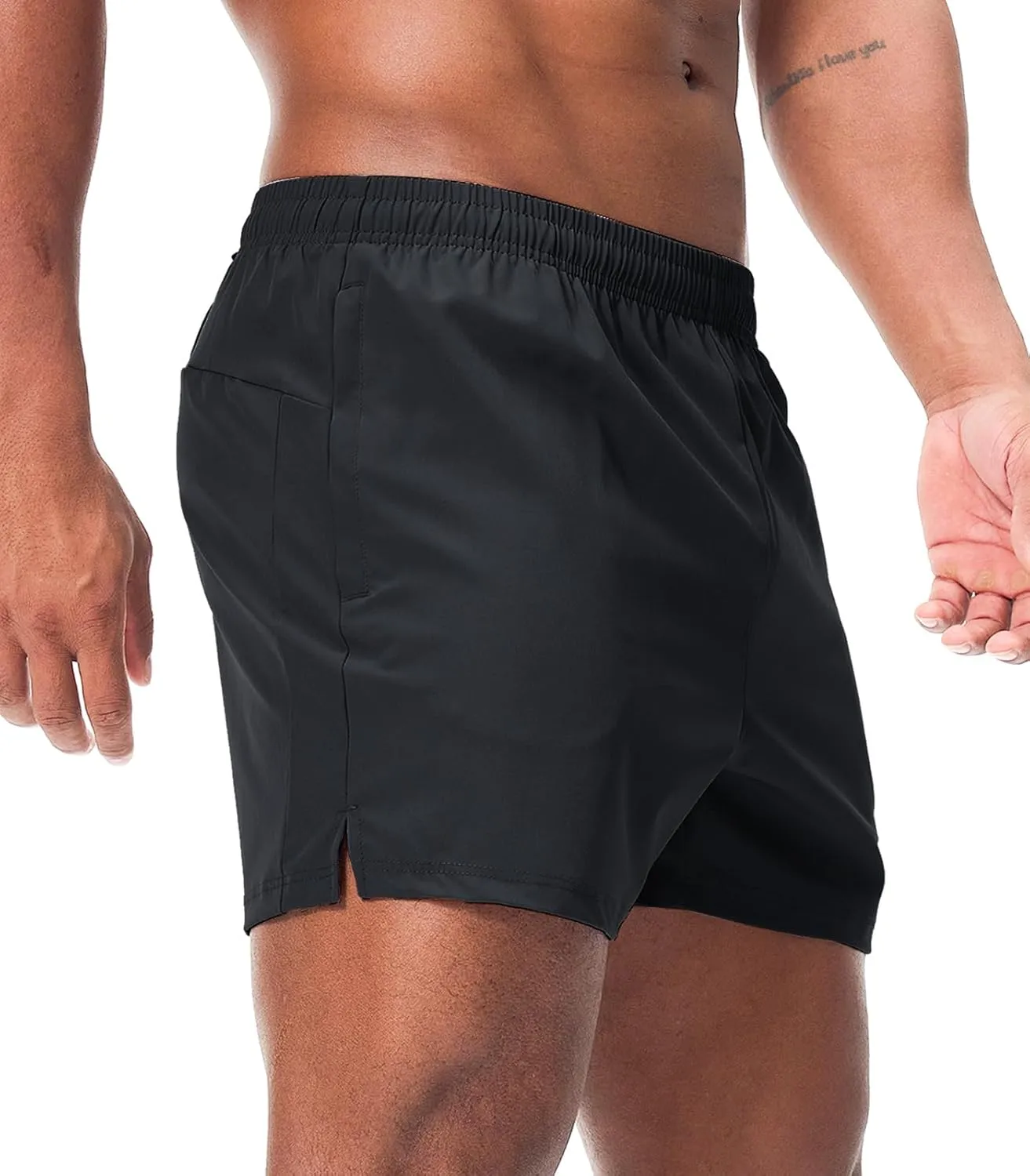 Surenow Men's Workout Running Shorts Quick Dry Gym Shorts Active Lightweight Shorts Athletic Shorts for Men with Zip Pockets