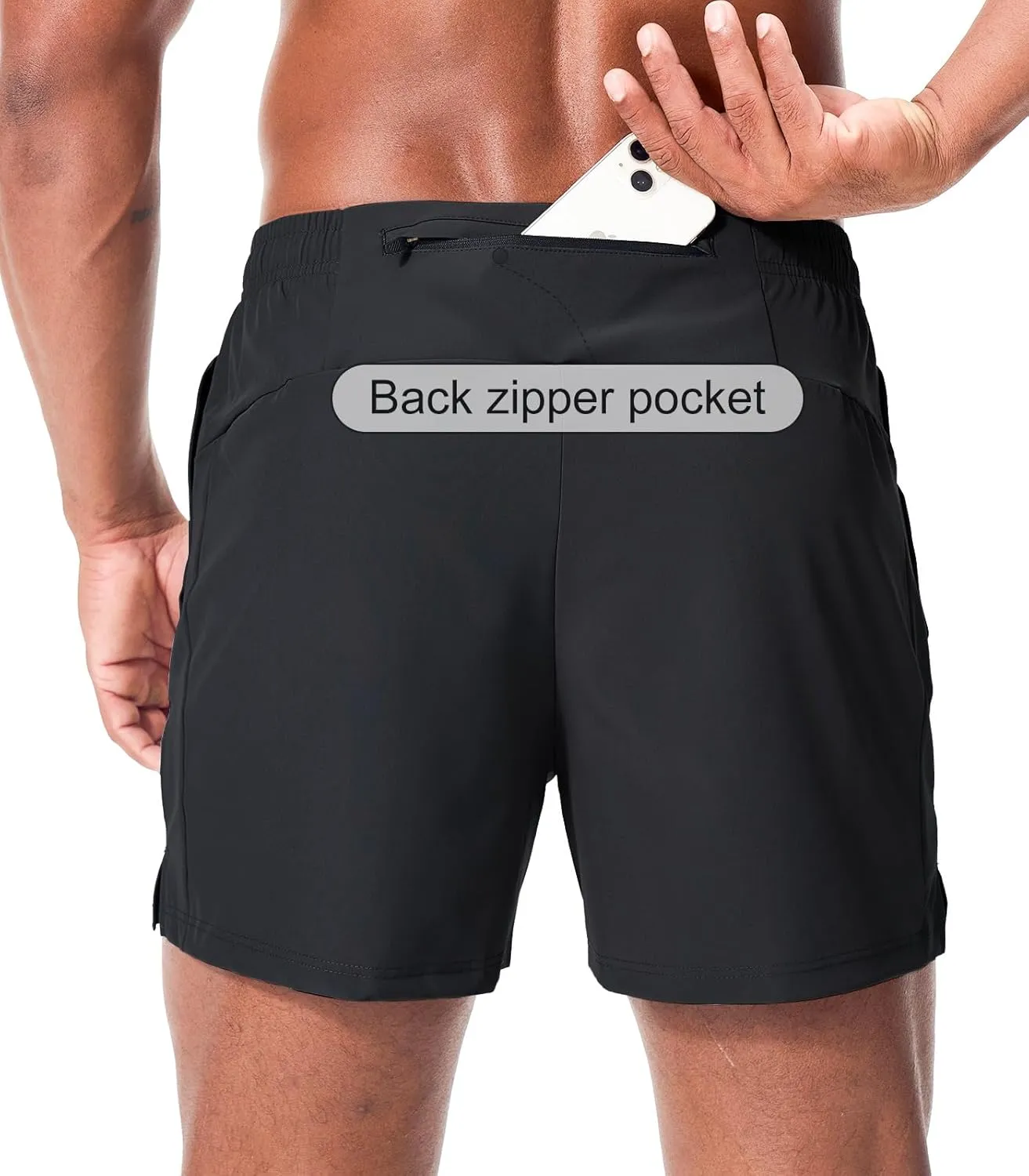 Surenow Men's Workout Running Shorts Quick Dry Gym Shorts Active Lightweight Shorts Athletic Shorts for Men with Zip Pockets