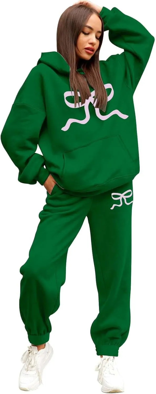 Sweatsuits For Women Set 2 Piece Hoodie Fall Long Sleeve Pullover And Long Pants Lounge Sets Oversize Y2K Tracksuit