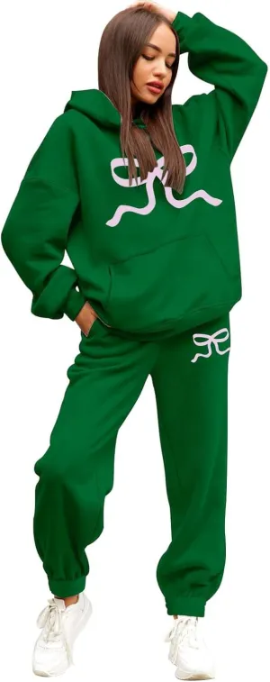 Sweatsuits For Women Set 2 Piece Hoodie Fall Long Sleeve Pullover And Long Pants Lounge Sets Oversize Y2K Tracksuit