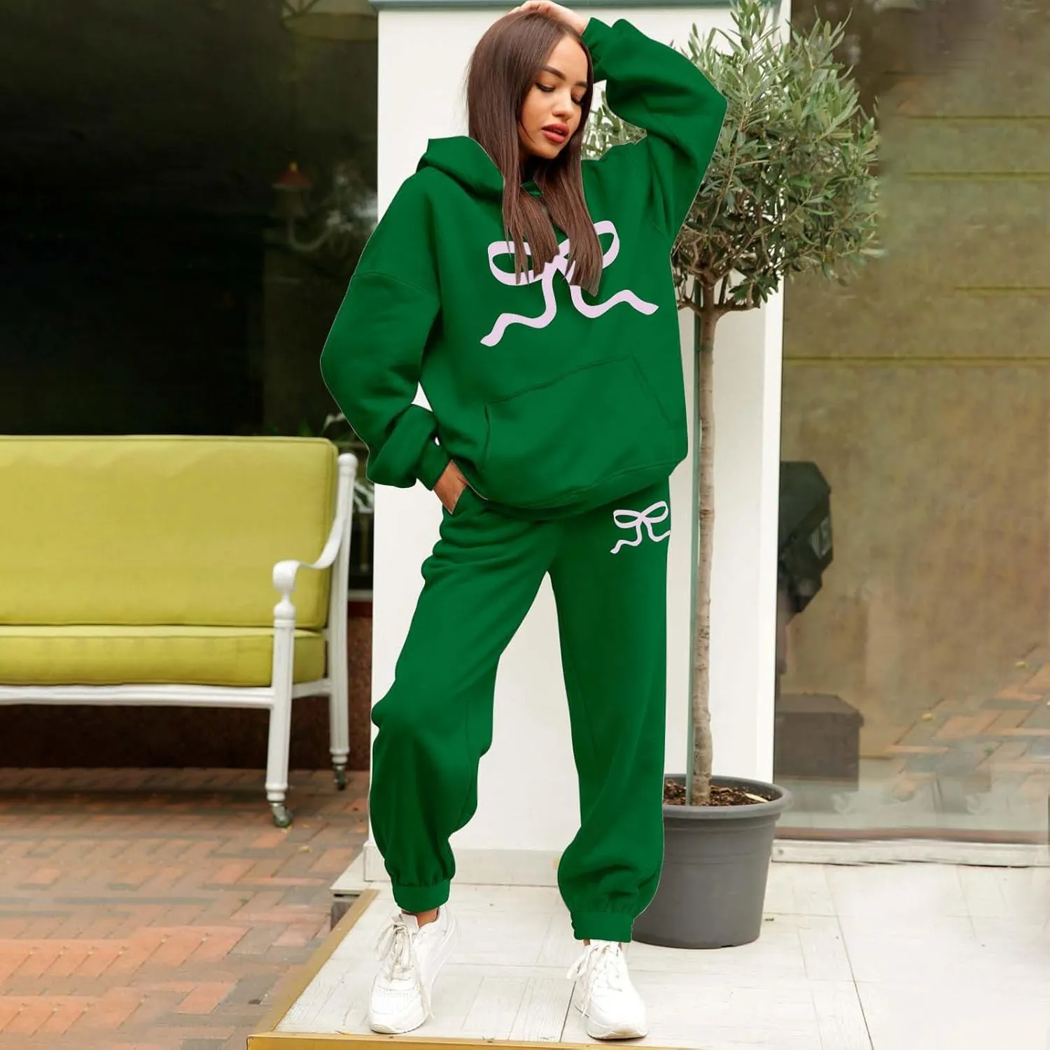 Sweatsuits For Women Set 2 Piece Hoodie Fall Long Sleeve Pullover And Long Pants Lounge Sets Oversize Y2K Tracksuit
