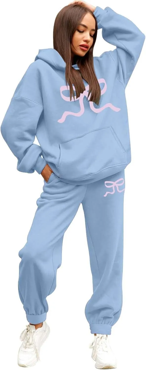 Sweatsuits For Women Set 2 Piece Hoodie Fall Long Sleeve Pullover And Long Pants Lounge Sets Oversize Y2K Tracksuit