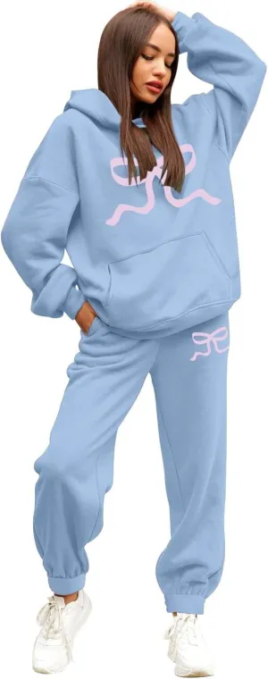 Sweatsuits For Women Set 2 Piece Hoodie Fall Long Sleeve Pullover And Long Pants Lounge Sets Oversize Y2K Tracksuit