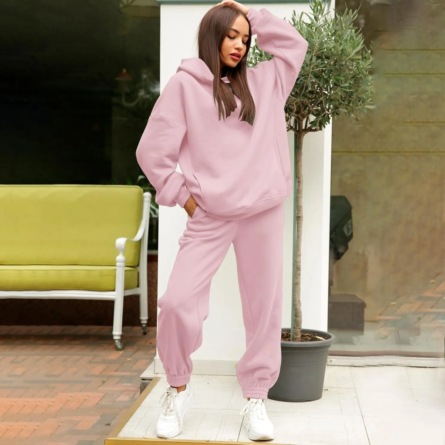 Sweatsuits For Women Set 2 Piece Hoodie Fall Long Sleeve Pullover And Long Pants Lounge Sets Oversize Y2K Tracksuit