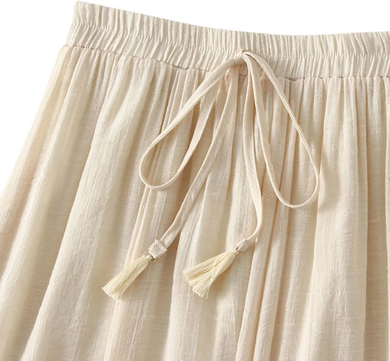 TANGNADE Women's Bohemian Elastic Waist Band Cotton Linen Flowy Maxi Skirt Dress Fashion Trendy Summer Beach Casual Skirts