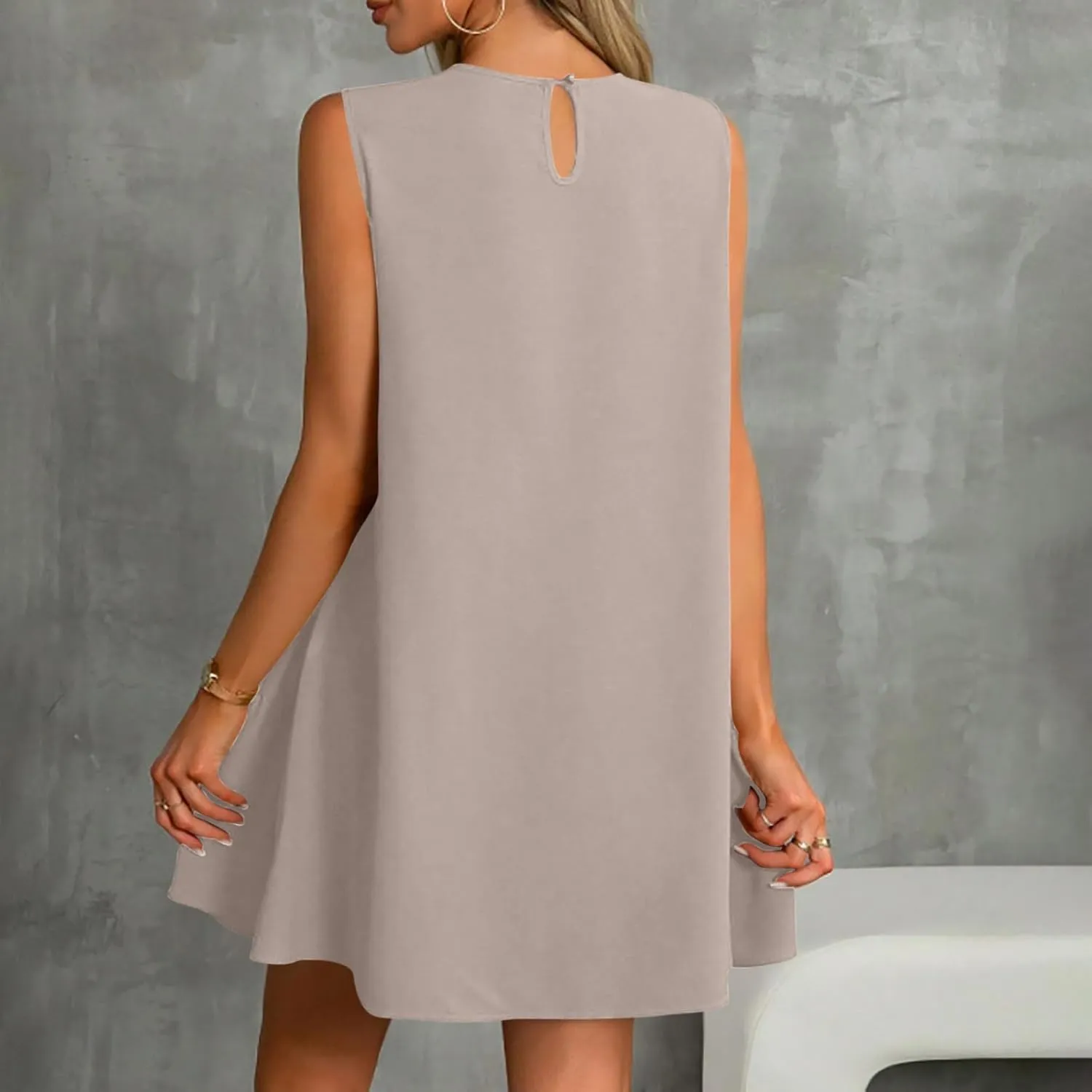 Tank Dresses for Women 2025 Solid Color Flowy Beach Sundresses Casual Vacation Summer Trendy Clothing