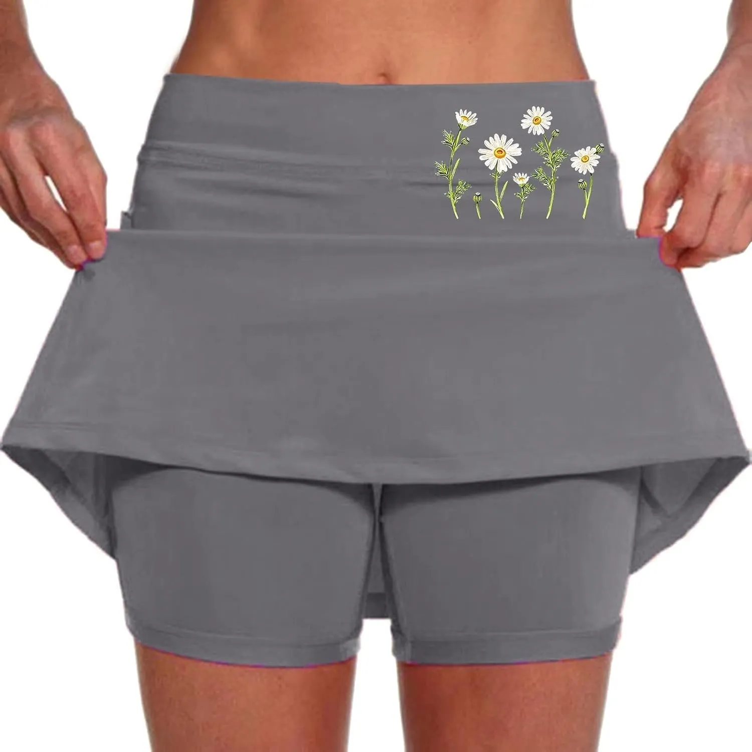 Tennis Skorts for Women High Waisted Running Golf Skirt with Shorts Tum Control Athletic A-Line Skirt with Pockets