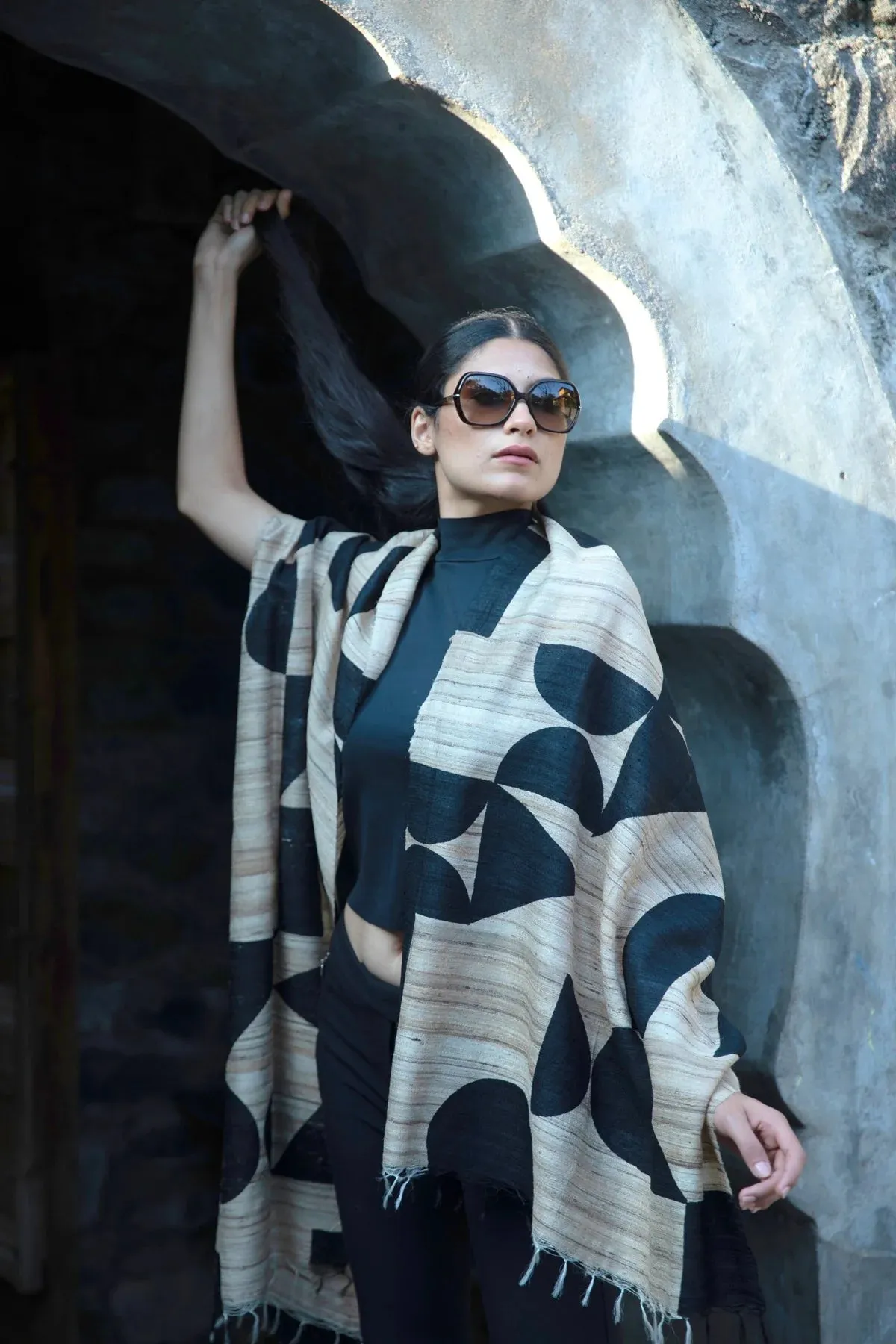 The 'Maze' Tussar Silk Scarf