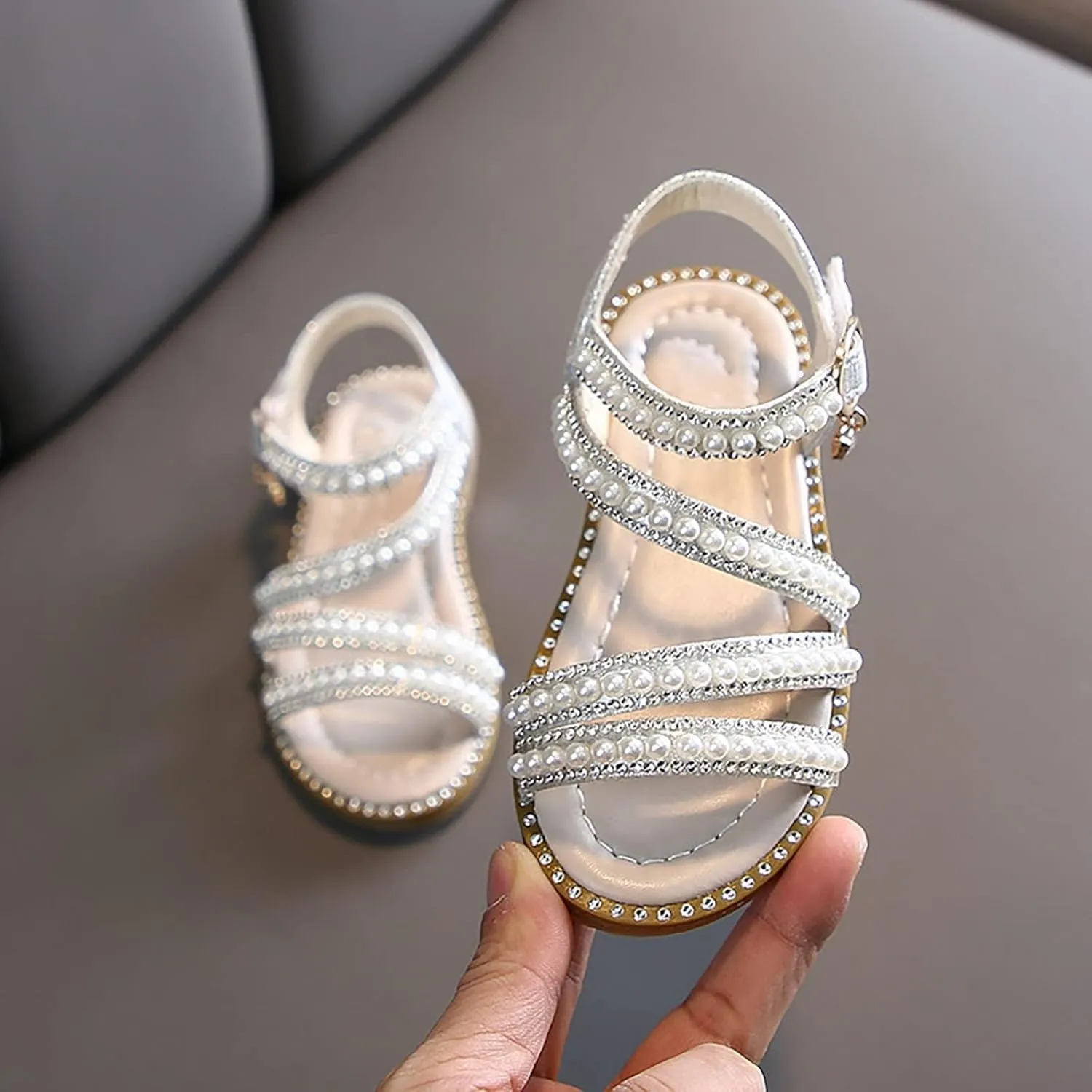 Toddler Flower Girl Sandals Girl Summer Dress Shoes Open Toe Toddler Little Kid Wedding Party Shoes Princess Flat