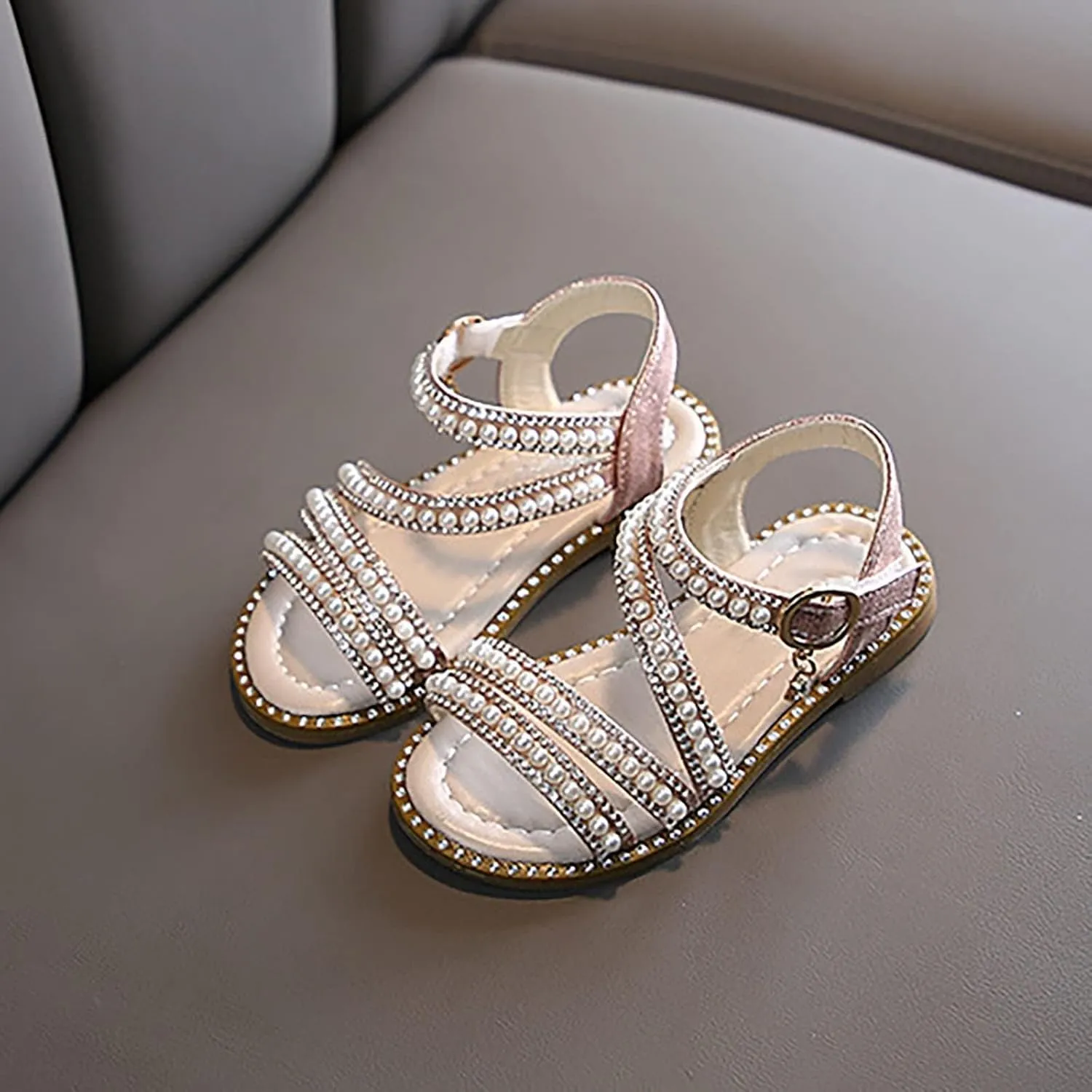 Toddler Flower Girl Sandals Girl Summer Dress Shoes Open Toe Toddler Little Kid Wedding Party Shoes Princess Flat