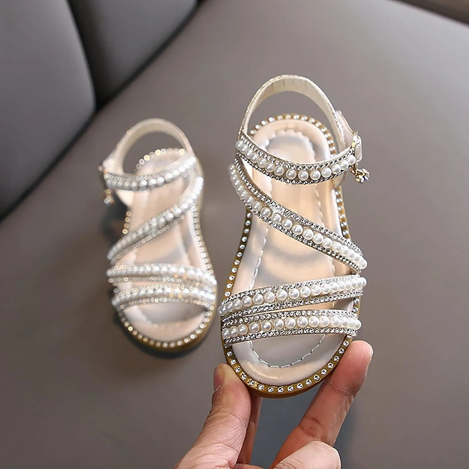 Toddler Flower Girl Sandals Girl Summer Dress Shoes Open Toe Toddler Little Kid Wedding Party Shoes Princess Flat