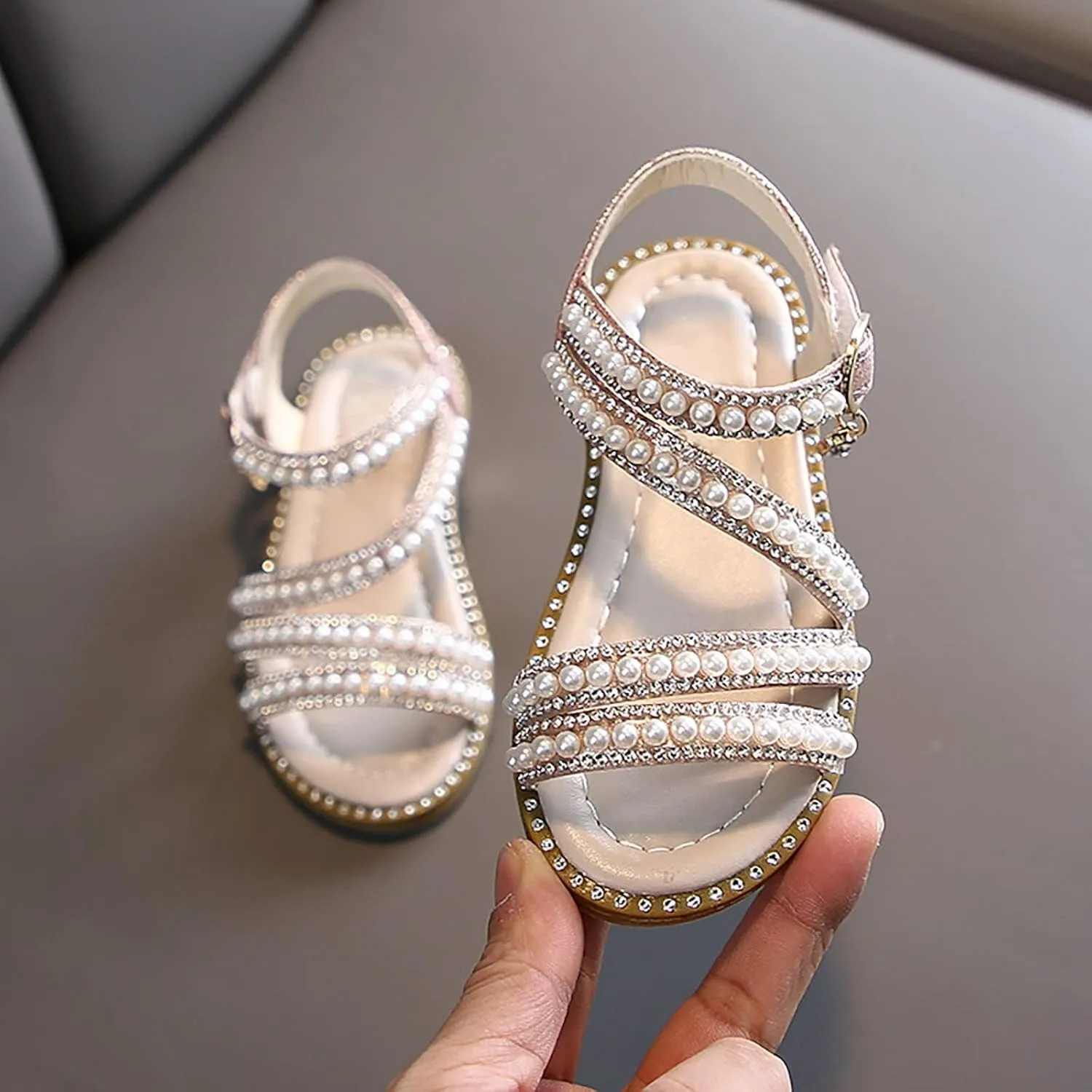 Toddler Flower Girl Sandals Girl Summer Dress Shoes Open Toe Toddler Little Kid Wedding Party Shoes Princess Flat
