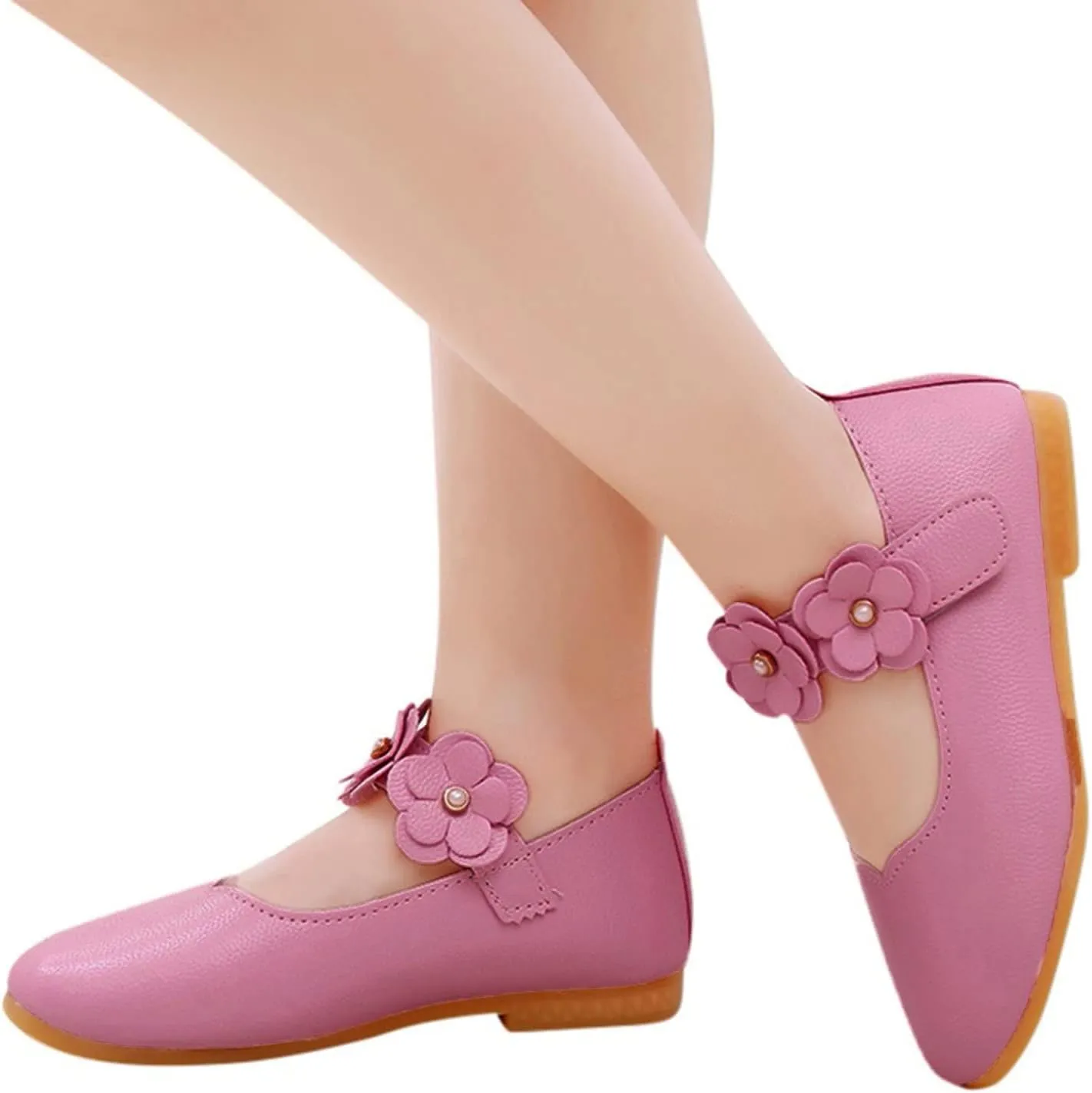 Toddler Girls Leather Dress Shoes Flower Girl Flat Bow Mary Jane Wedding Party Flower Shoes Girls Dance Shoes