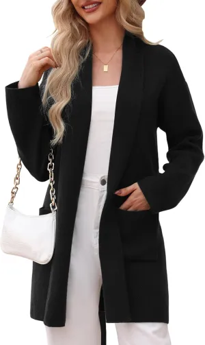 Totatuit Long Cardigan Sweaters for Women with Belt 2025 Fall Spring Open Front Knit Sweaters for Women with Pockets