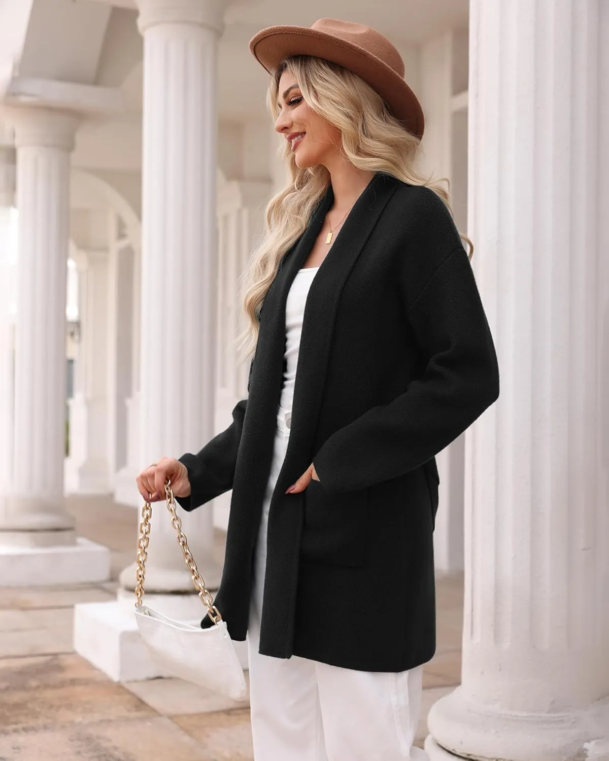 Totatuit Long Cardigan Sweaters for Women with Belt 2025 Fall Spring Open Front Knit Sweaters for Women with Pockets