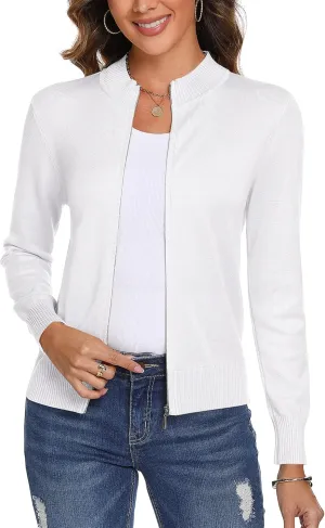 Totatuit Womens Long Sleeve Knitted Zip Up Sweater Cardigans Sweaters Lightweight Zipper Sweatshirts Jacket
