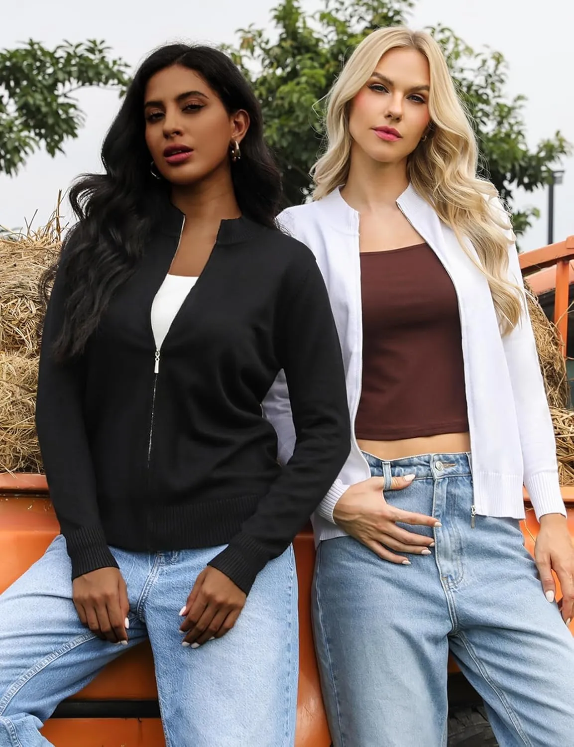 Totatuit Womens Long Sleeve Knitted Zip Up Sweater Cardigans Sweaters Lightweight Zipper Sweatshirts Jacket