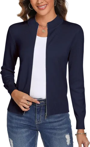 Totatuit Womens Long Sleeve Knitted Zip Up Sweater Cardigans Sweaters Lightweight Zipper Sweatshirts Jacket
