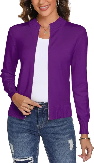 Totatuit Womens Long Sleeve Knitted Zip Up Sweater Cardigans Sweaters Lightweight Zipper Sweatshirts Jacket