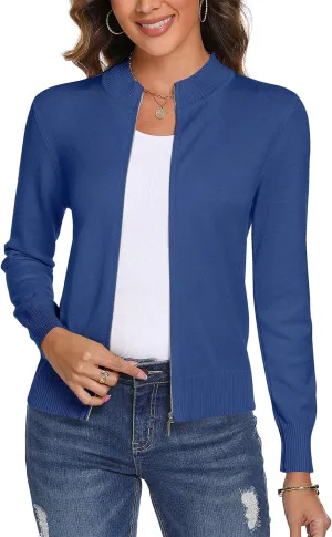 Totatuit Womens Long Sleeve Knitted Zip Up Sweater Cardigans Sweaters Lightweight Zipper Sweatshirts Jacket