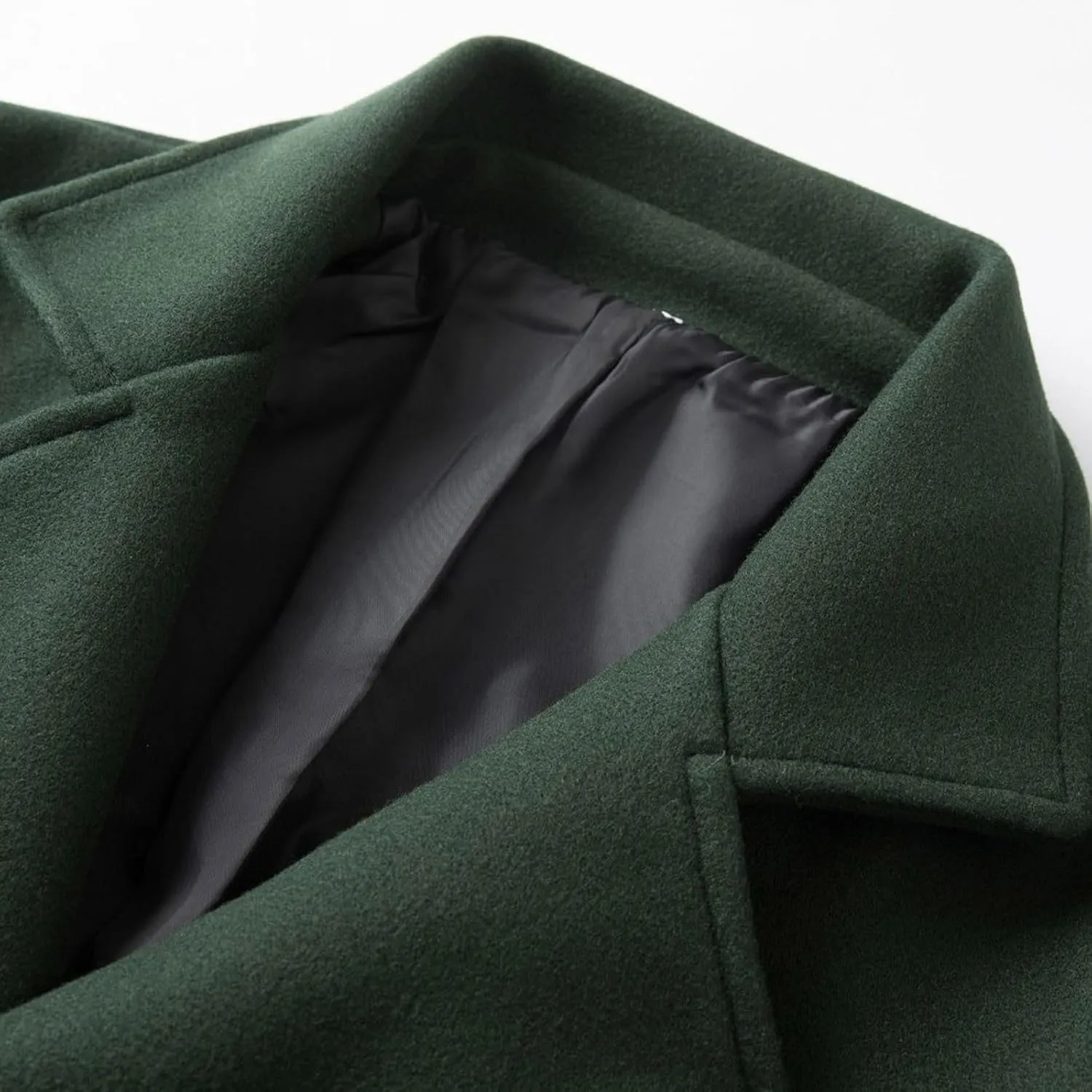 Trench Coat Men Double Breasted Warm Woolen Cloth Jacket Long Coat Windproof Notch Lapel Casual Outdoor Trench Coat