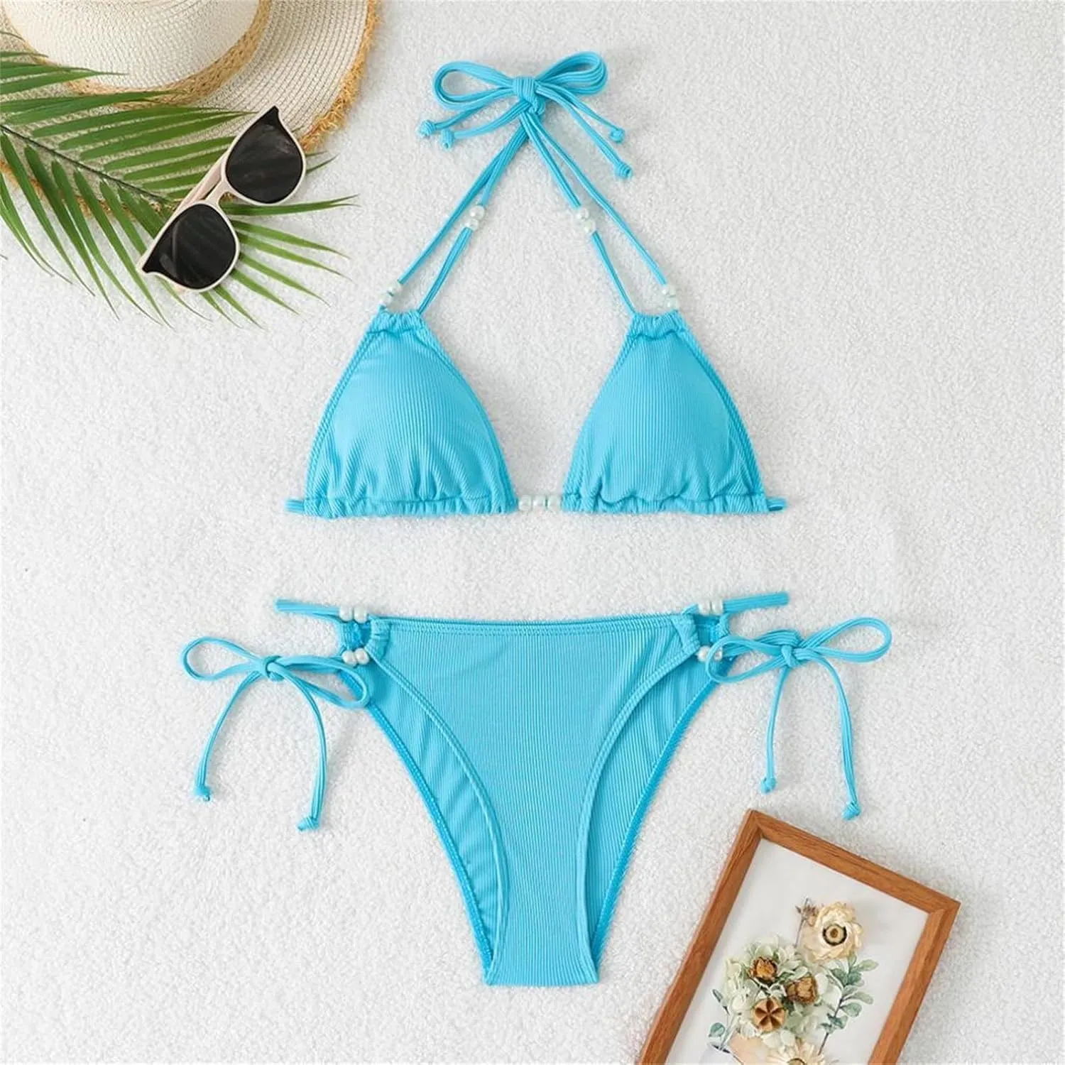 Triangle Bikini Women's Set Sexy String Bikini Halterneck Two Piece Swimsuit Push Up Swimsuits Thong Swimwear Adjustable