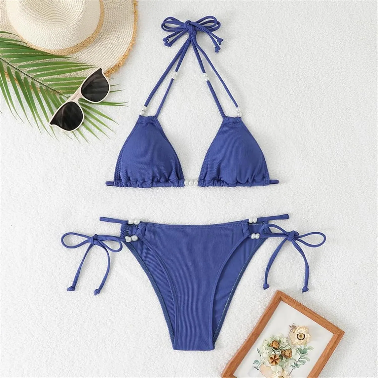 Triangle Bikini Women's Set Sexy String Bikini Halterneck Two Piece Swimsuit Push Up Swimsuits Thong Swimwear Adjustable
