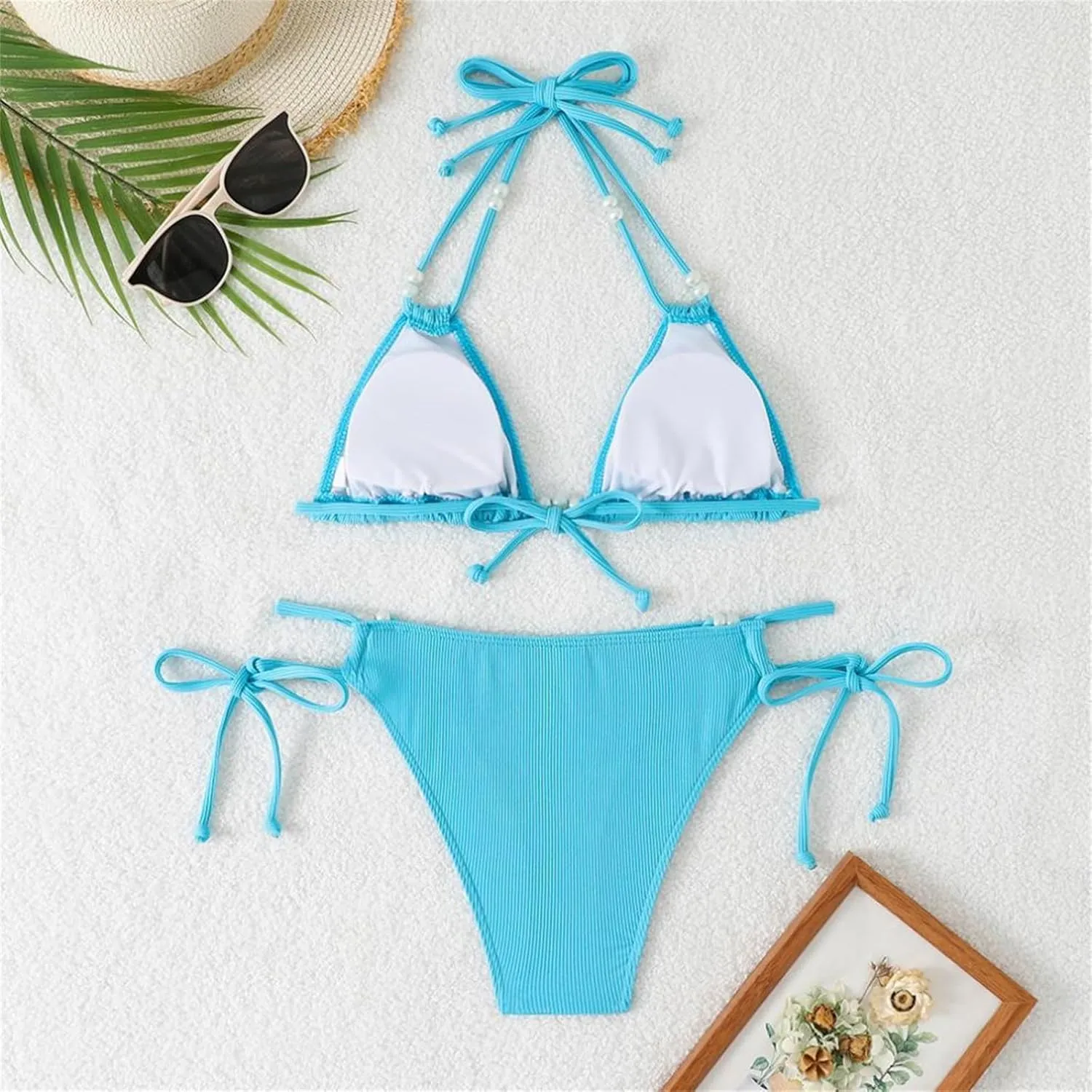 Triangle Bikini Women's Set Sexy String Bikini Halterneck Two Piece Swimsuit Push Up Swimsuits Thong Swimwear Adjustable