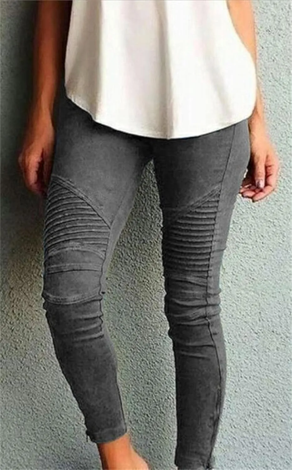 uSecee Moto Leggings for Women High Waist Yoga Leggings Workout Pull On Ankle Stretch Pants Athletic Running Pants Trousers