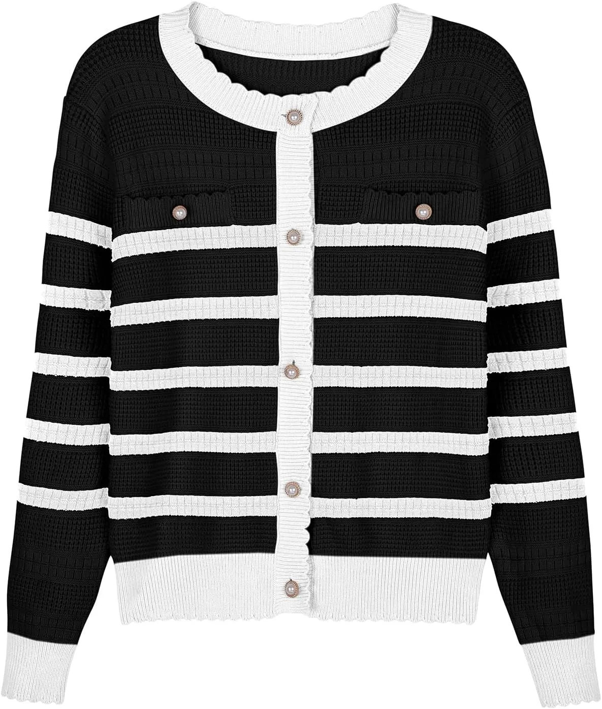 V FOR CITY Cardigan Blazers for Women Knit Tweed Jacket Winter Chunky Cardigans Button Down Sweater Coat with Pockets