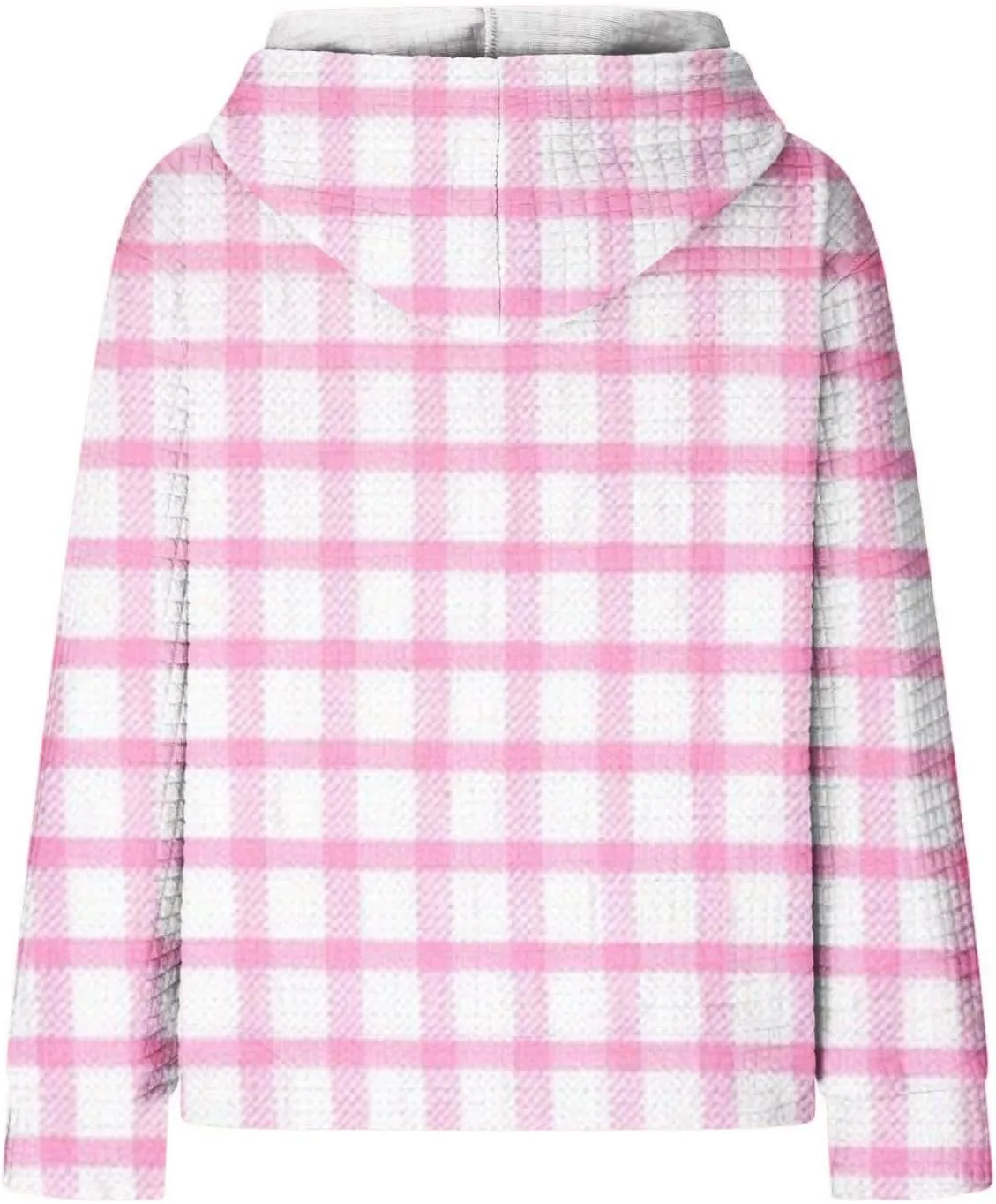 Waffle Hoodie Sweatshirts for Women Long Sleeve Shirts Fall Casual Tops Blouse Plaid Pullover with Pocket 2024, Small