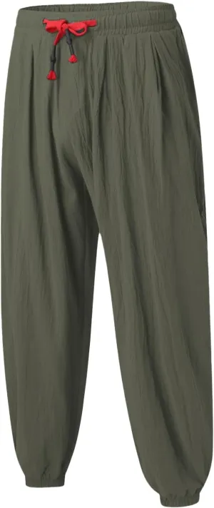 Warm Pants Soild Loose Linen Mens Yoga Pants Beam Pants Wide Leg Pants Harem Pencil Pants Glitter Foam