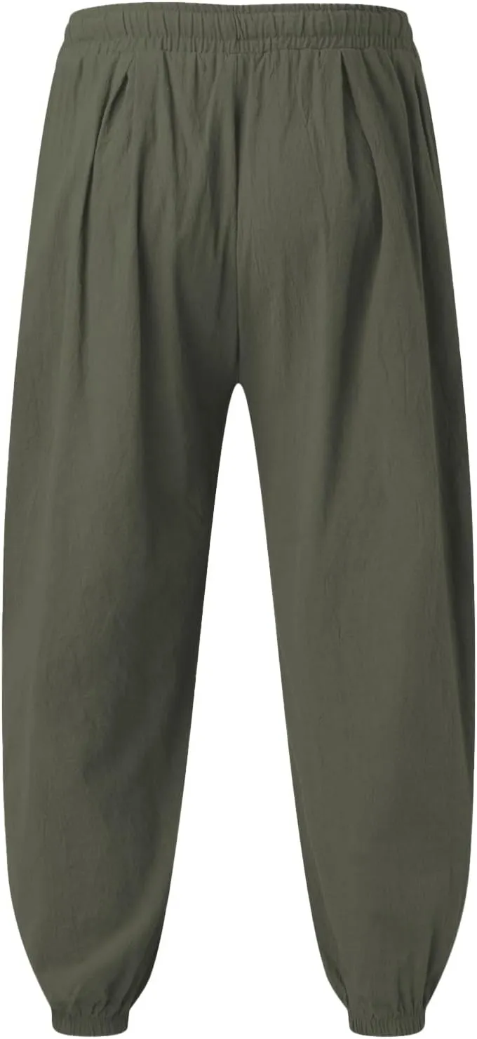 Warm Pants Soild Loose Linen Mens Yoga Pants Beam Pants Wide Leg Pants Harem Pencil Pants Glitter Foam
