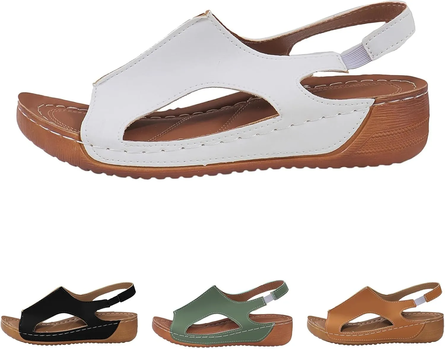 Wedge Sandals for Women Orthopedic Sandals Arch Support Comfortable Sandals Ankle Strap Open Toe Platform Slingback Summer Fish Mouth Sandals
