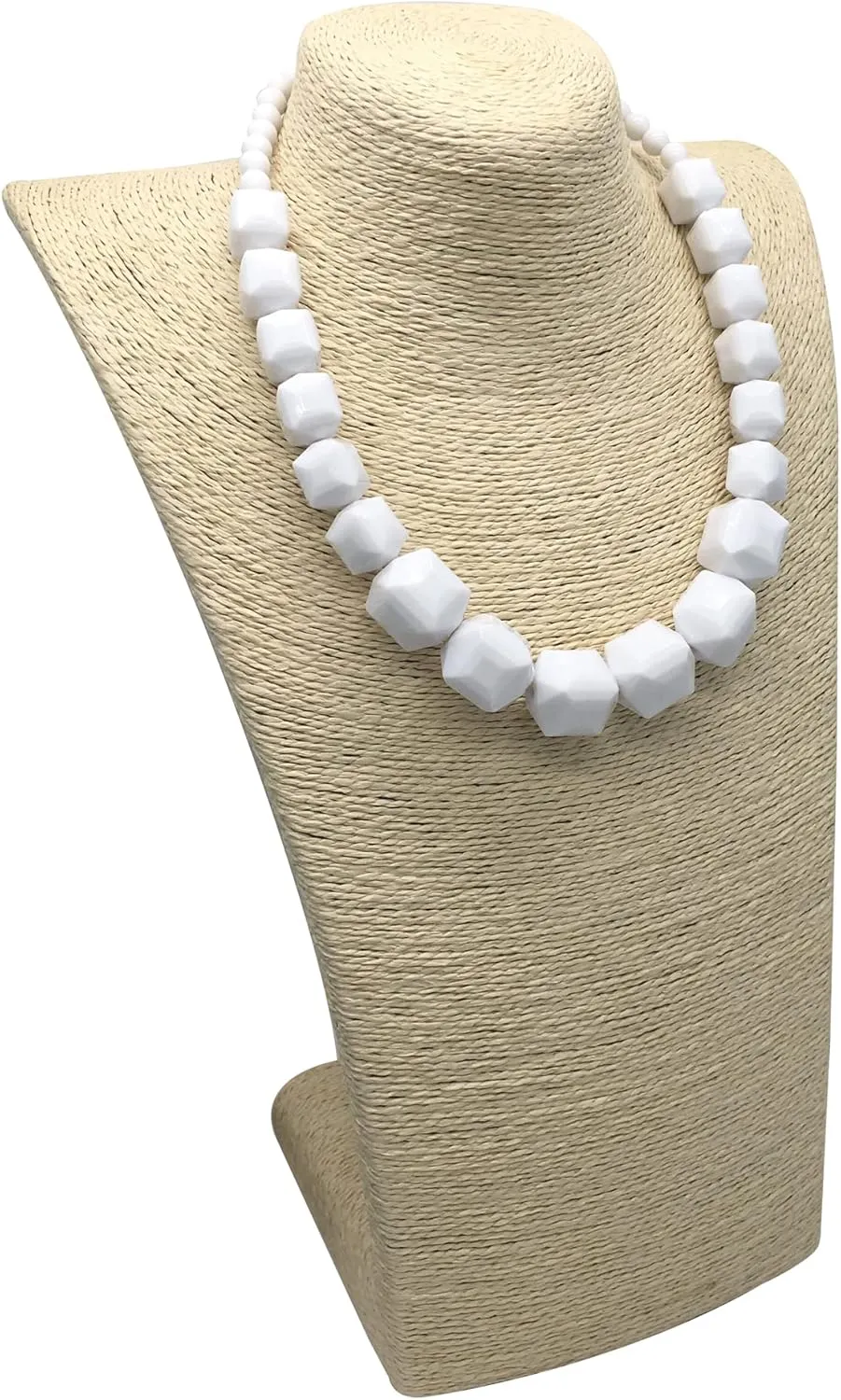 White Beads Necklace, Costume Jewelry For Women Strand Necklaces, Acrylic African Beaded Necklace Chunky Statement, Halloween Necklaces